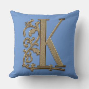 Monogram K Cornflower Blue Family Wedding Birthday Cushion