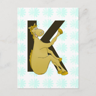 Monogram K Flexible Horse Personalised Postcard