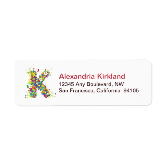 Monogram K Floral Return Address Labels