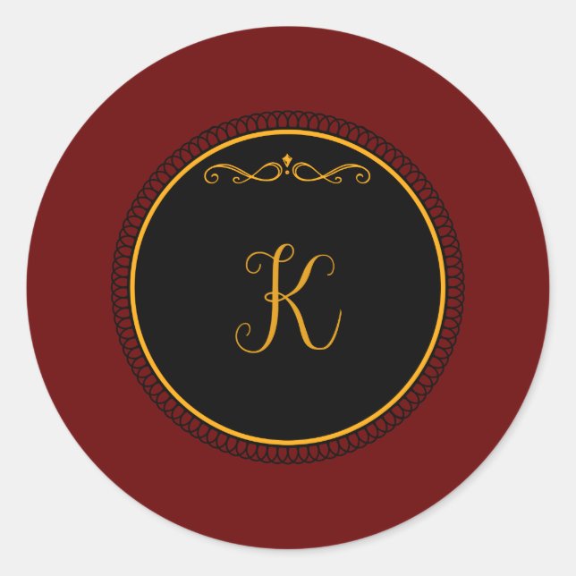 Monogram "K" gold-coloured script   Classic Round Sticker (Front)