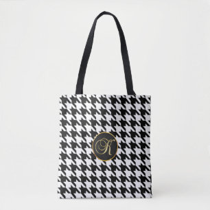 Monogram K Hounds tooth tote bag