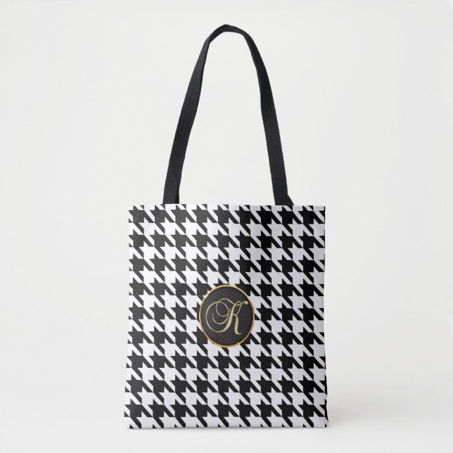 Monogram K Hounds tooth   tote bag (Front)