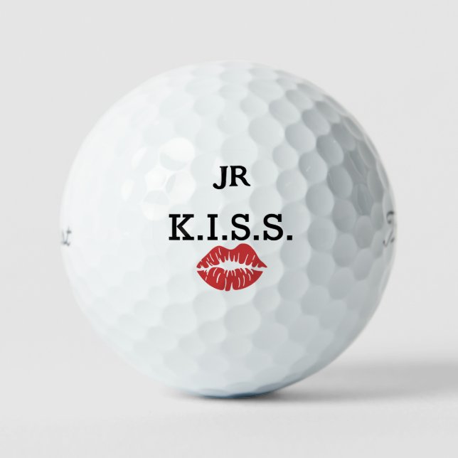 Monogram K.I.S.S. with red lips  Golf Balls (Front)