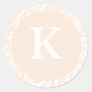 Monogram K Ivory Colour Wedding Monograms Invite E Classic Round Sticker
