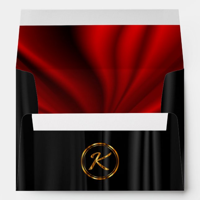 Monogram K - Lined Red Satin & Black Satin Envelope (Back (Bottom))