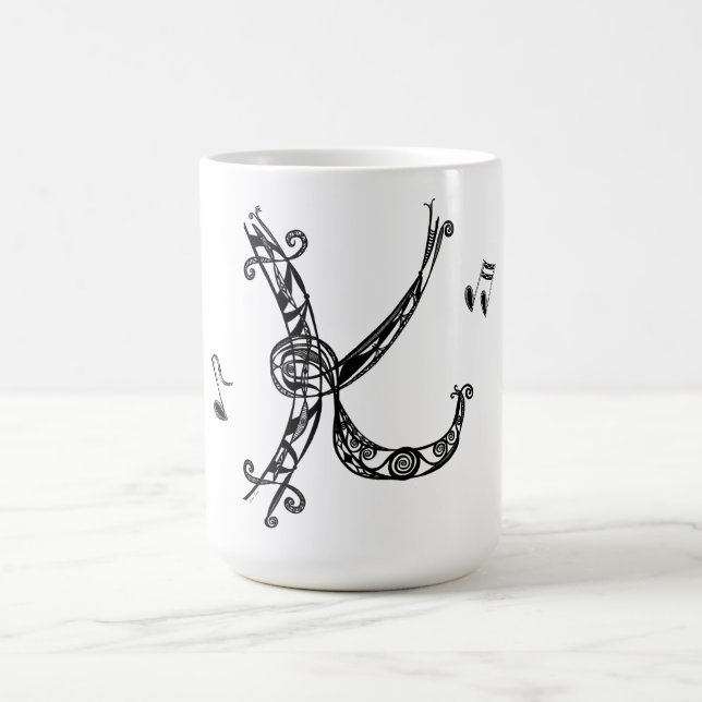 Monogram K Mug with music notes II (Center)