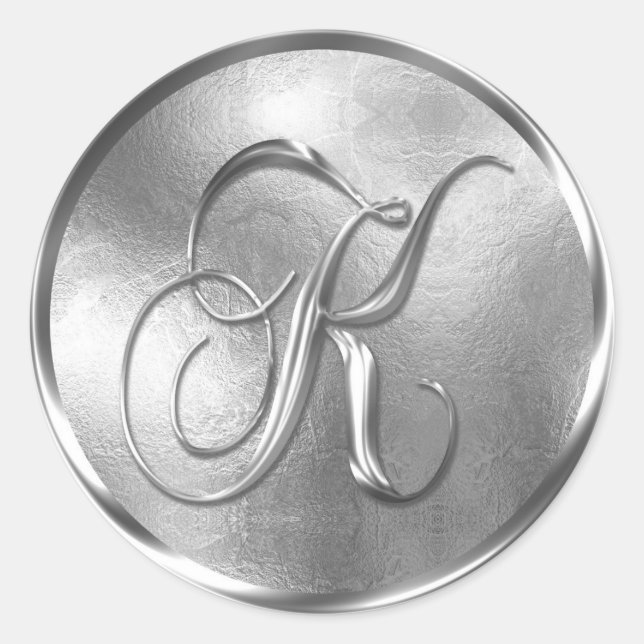 Monogram K NONMETALLIC Silver Envelope Seal (Front)