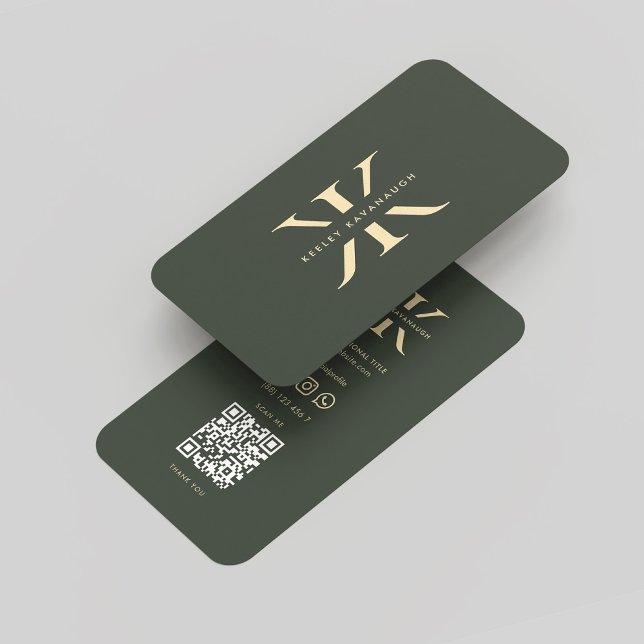 Monogram K Professional Dark Green Gold Modern Business Card (Monogram K Professional Dark Green Gold Modern Business Card
)