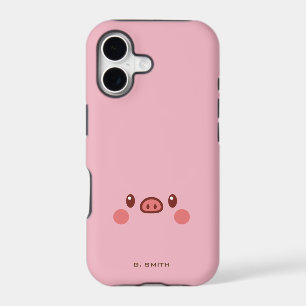 Monogram. Kawaii Cute Emoji Piggy.