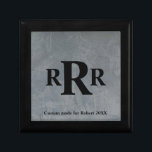 Monogram Keepsake Box Custom Made For Him<br><div class="desc">Monogram Keepsake Box Custom Made For Him. Give him a gift to remember. Simply add his initials,  his name,  and the date. This is truly a memorable gift for birthdays,  anniversaries,  holiday gifts,  and more. This design is in an elegant slate grey faux finish background.</div>
