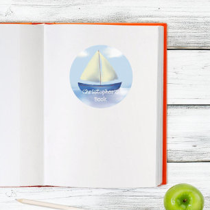 Monogram  Kids Sail Boat This book belongs to Classic Round Sticker