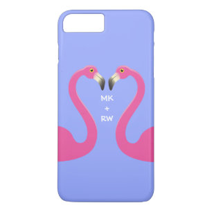 Monogram Kissing Flamingos iPhone 7 Plus lilac iPhone 8 Plus/7 Plus Case