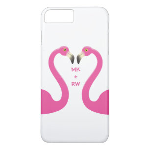 Monogram Kissing Flamingos iPhone 7 Plus White iPhone 8 Plus/7 Plus Case