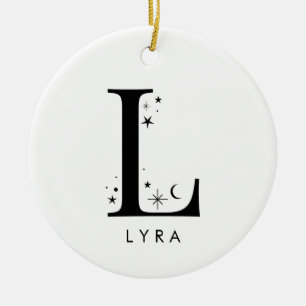 Monogram L Celestial Name Ceramic Ornament