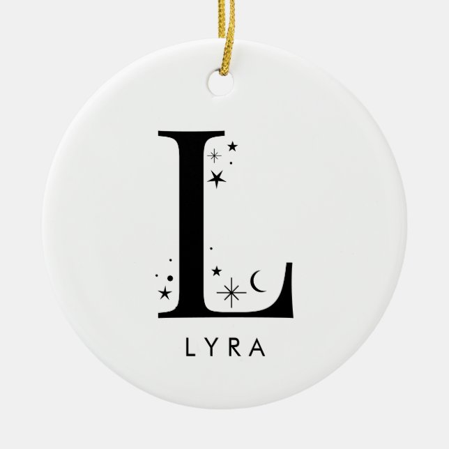 Monogram L Celestial Name  Ceramic Ornament (Front)