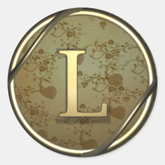 monogram_l classic round sticker