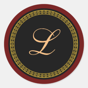 Monogram "L" gold-coloured script  Classic Round Sticker