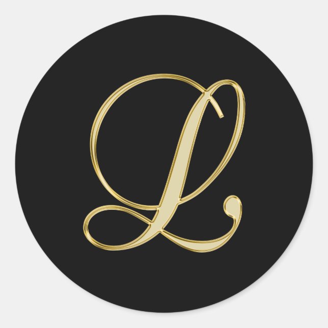 Monogram L gold script Classic Round Sticker (Front)