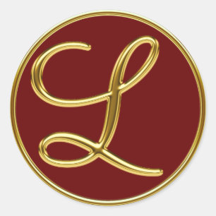 Monogram L in 3D gold Classic Round Sticker