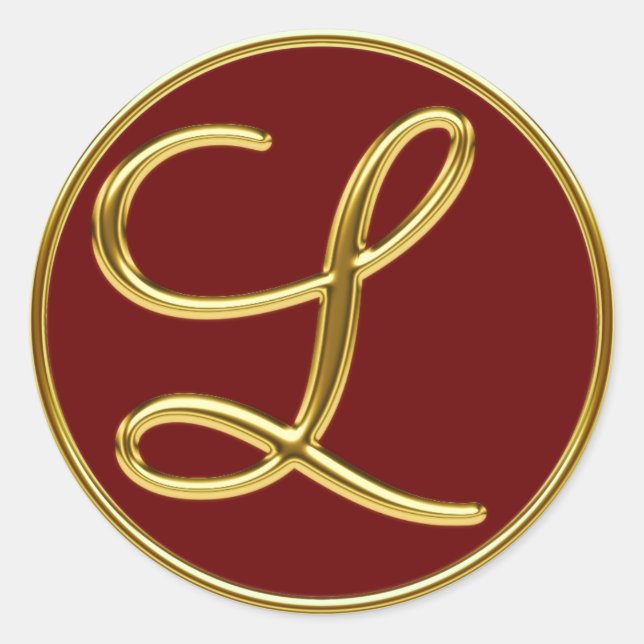 Monogram L in 3D gold Classic Round Sticker (Front)