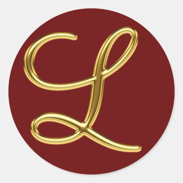 Monogram L in 3D gold Classic Round Sticker (Front)