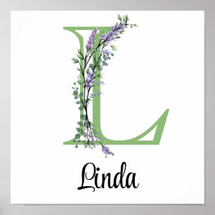 Monogram L Lavender Eucalyptus nursery  Poster