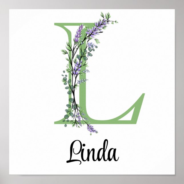 Monogram L Lavender Eucalyptus nursery  Poster (Front)