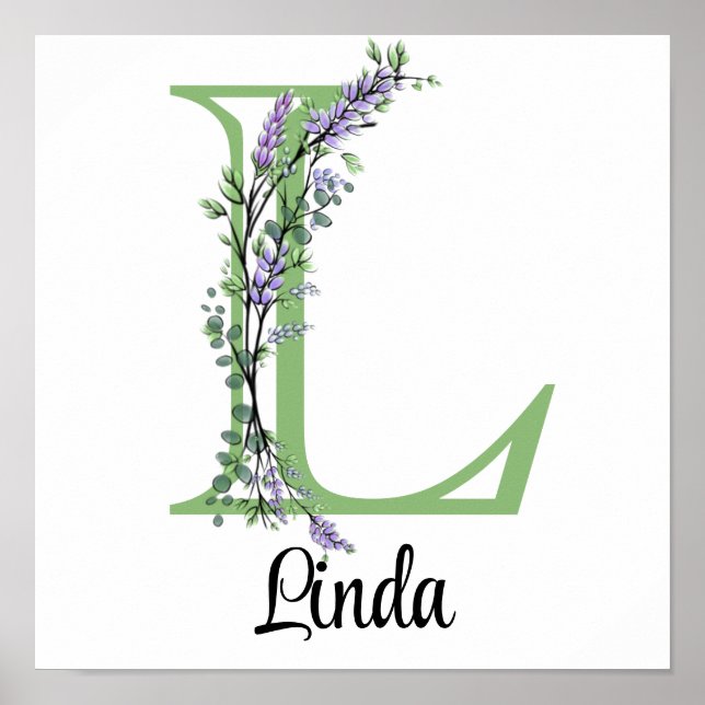 Monogram L Lavender Eucalyptus poster (Front)