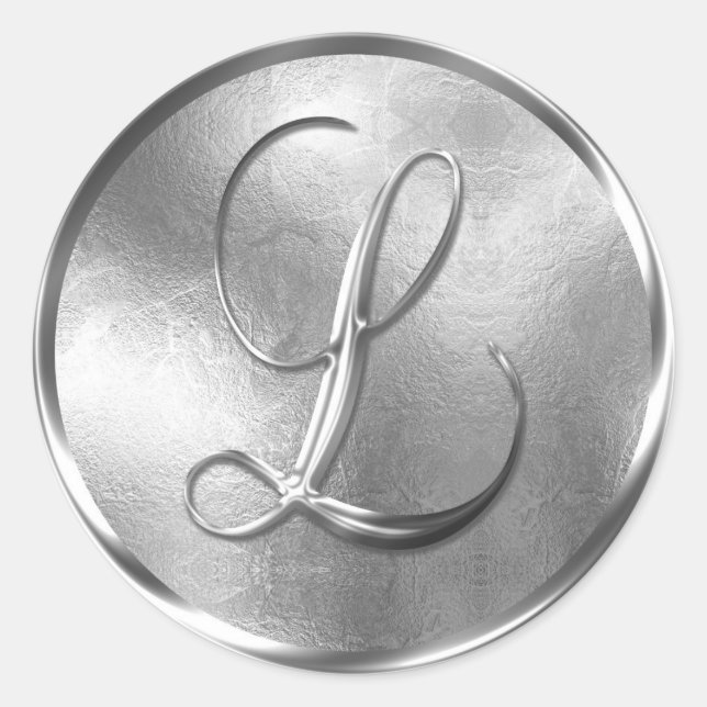 Monogram L NONMETALLIC Silver Envelope Seal (Front)
