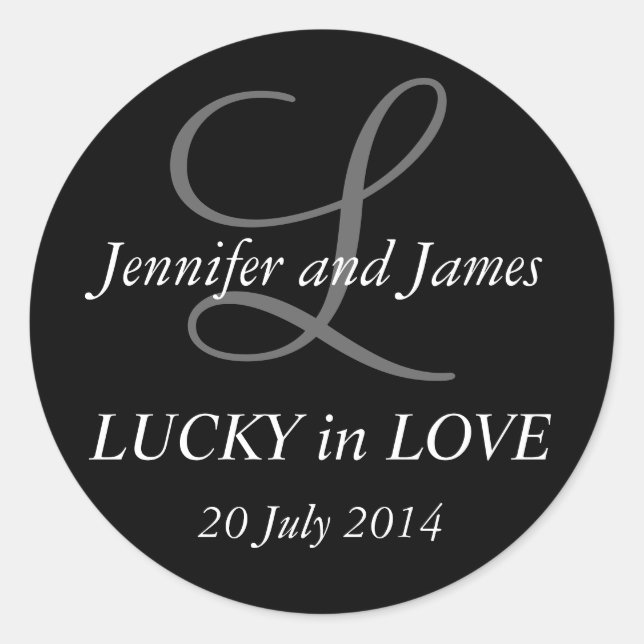 Monogram L Stickers for Weddings Black (Front)
