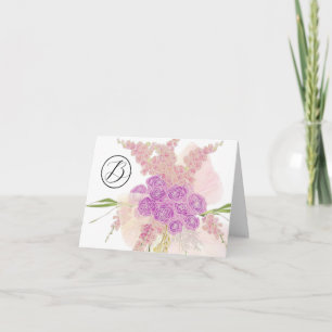 Monogram La Boca Rosa sheer bow and Bouquet Thank You Card