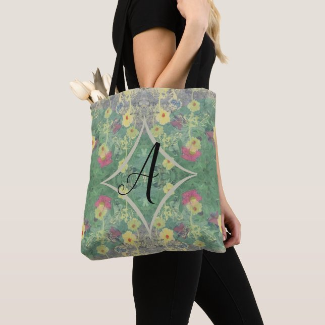 Monogram La Boca Wildflower Symmetry Tote Bag (Close Up)