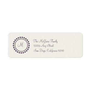 Monogram Label (plum) Return Address Label