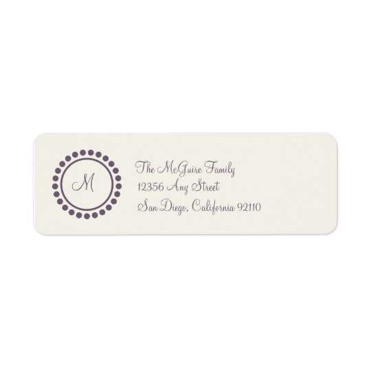 Monogram Label (plum) Return Address Label
