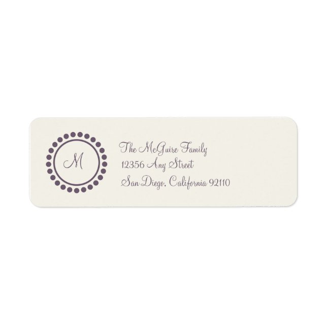 Monogram Label (plum) Return Address Label (Front)