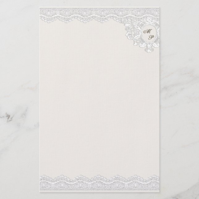 Monogram Lace (customisable) Stationery (Front)