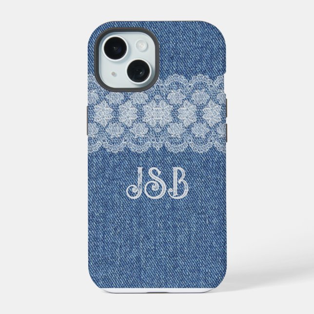 Monogram Lace Denim iPhone / iPad case (Back)