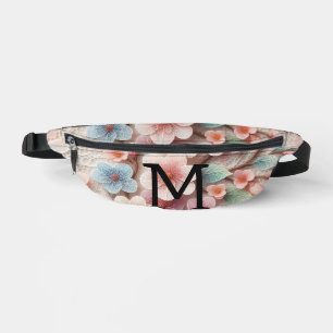 Monogram lace floral pink pastel cherry blossom bum bags