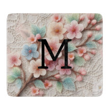 Monogram lace floral pink pastel cherry blossom