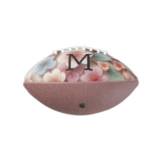 Monogram lace floral pink pastel cherry blossom  football
