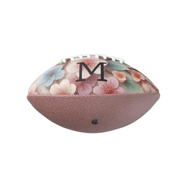 Monogram lace floral pink pastel cherry blossom  football (Rotated 270)