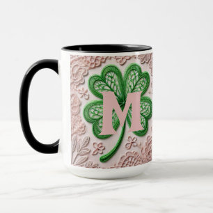 Monogram lace green shamrock St Patrick's day  Mug