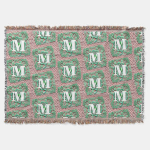 Monogram lace green shamrock St Patrick's day Throw Blanket