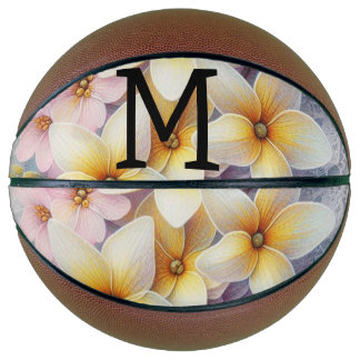 Monogram lace pink and yellow Spring flowers  Basketball