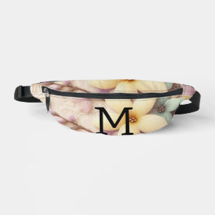 Monogram lace pink and yellow Spring flowers Bum Bags