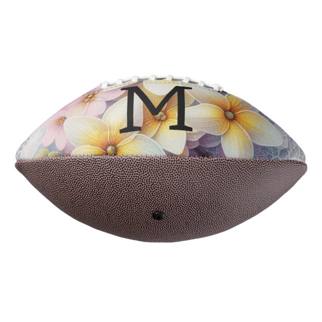 Monogram lace pink and yellow Spring flowers  Football (Rotated 270)