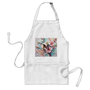 Monogram lace pink floral pastel cherry blossom  standard apron