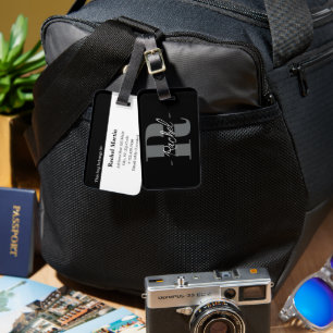 Monogram Large Initial Personalized Luggage Tag