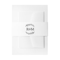 Monogram Laurel Olive Branches White Black Wedding