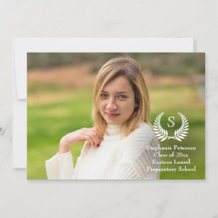 Monogram Laurel Photo Graduation Announcement